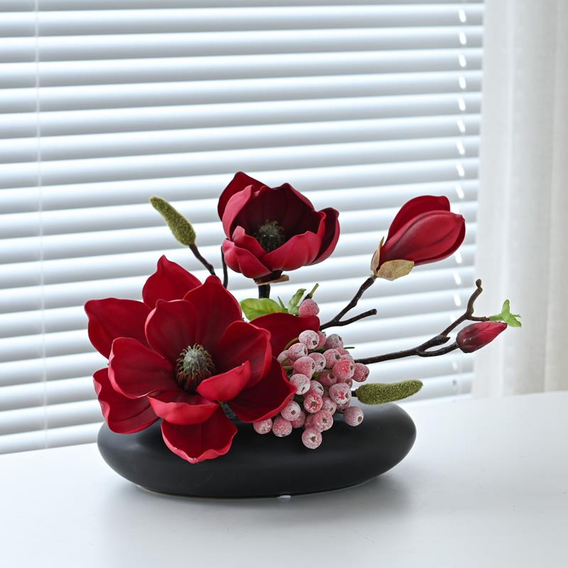 10247540装饰花摆花干花桌面真过年玉兰仿花摆设轻奢插花花餐花桌