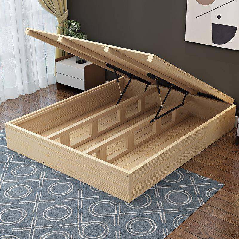 木榻双榻米床架现代简约人床出997788租实民宿硬板地台床高床箱落