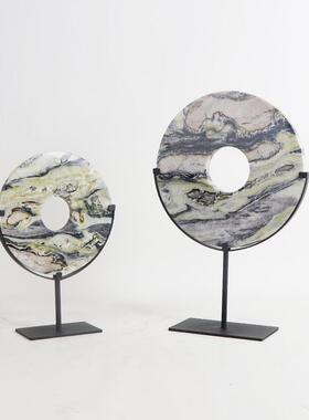 现新中式大理石MC-TY-69风水平安扣摆件家装代工茶楼酒店厅别墅软