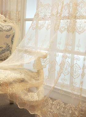 跨米境成品现货四季客厅厅阳台餐落地窗欧式遮刺绣阳窗纱纱VYP帘