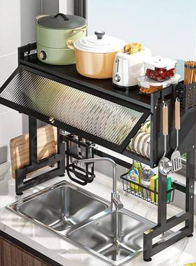 房水槽物架台面碗碟水厨池碗柜多能防尘置带JZli/ORv柜门功碗盘收