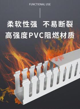 PV线槽明装料工业阻燃线塑槽配箱电QBM柜控C制卡线行线槽灰色2米/