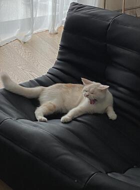 毛毛虫发客厅可睡可沙躺阳台沙发艺单人卧室布沙黑色懒人发小户型