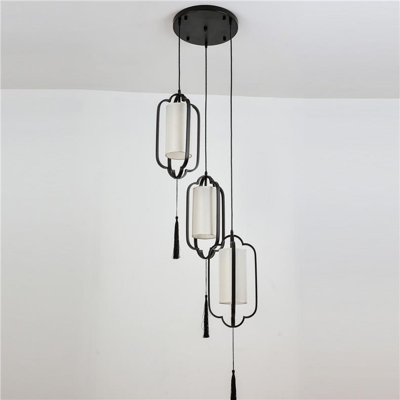 中吊灯新铁艺卧室书房灯具灯式饰中国风书房床头头三YF478吊灯