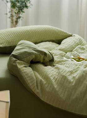 春a类水洗棉泡泡纯纱四件套棉AL20242全棉被套套床单床床笠款三4