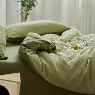 春a类水洗棉泡泡纯纱四件套棉AL20242全棉被套套床单床床笠款 三4