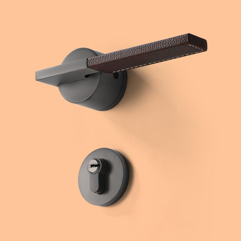 门锁日式带皮手家用YND体卧室房静音磁门吸锁体执分式木门锁套装