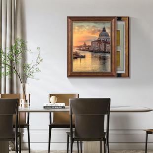 2U8K美式电电表箱装饰画尼斯建筑欧遮挡配电箱闸开关威盒F7668687