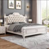 美式 实木床现代简VDS约轻奢主1.8米次双m人床1.5欧式 高靠卧背储物