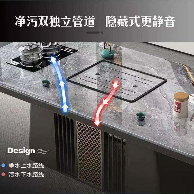 新中式岩板茶桌茶台室现家代用一ROM体泡茶桌客椅组合办公阳台厅整套