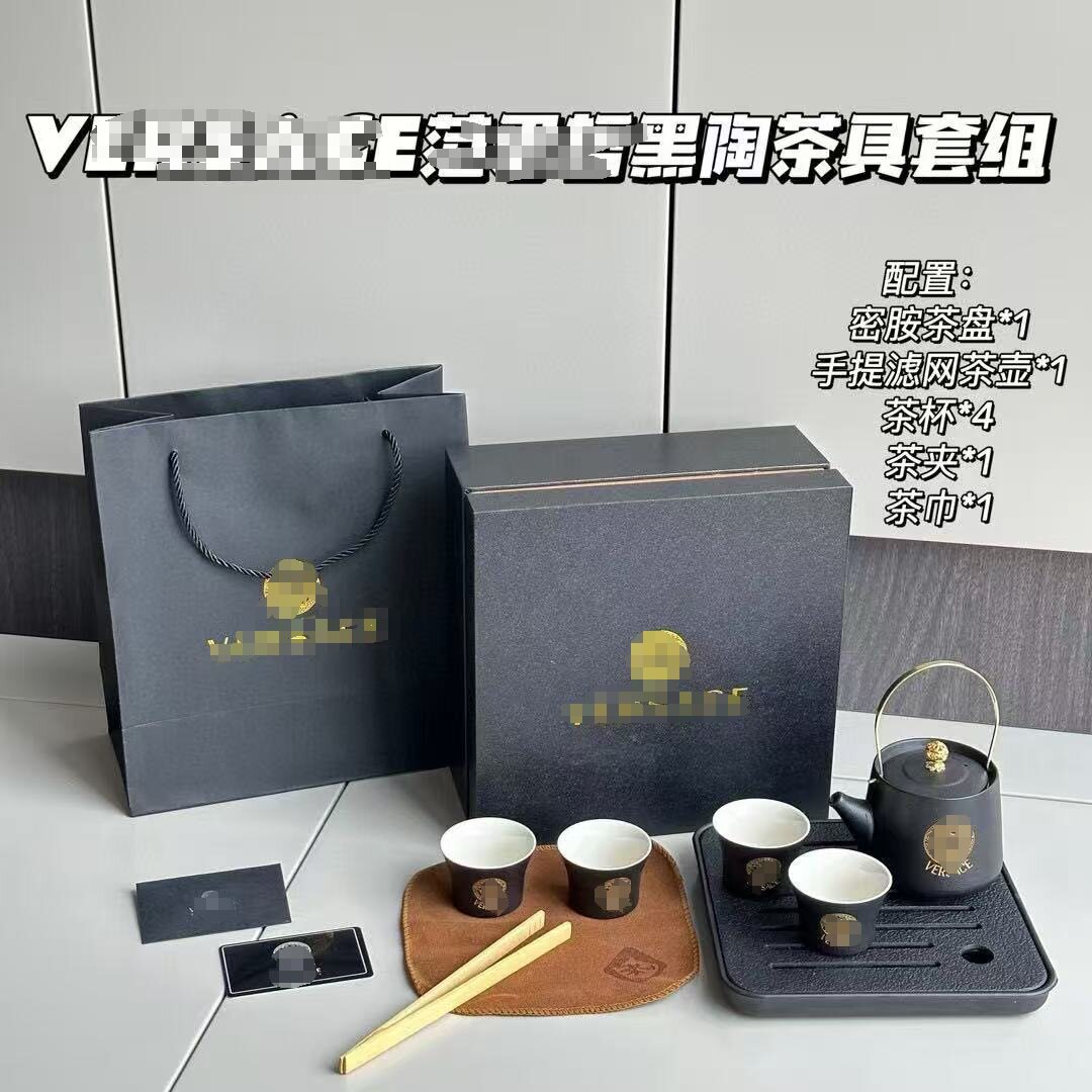 VERSA范S哲黑陶茶具套组提梁壶带滤网配茶盘户外旅行泡茶享受生活