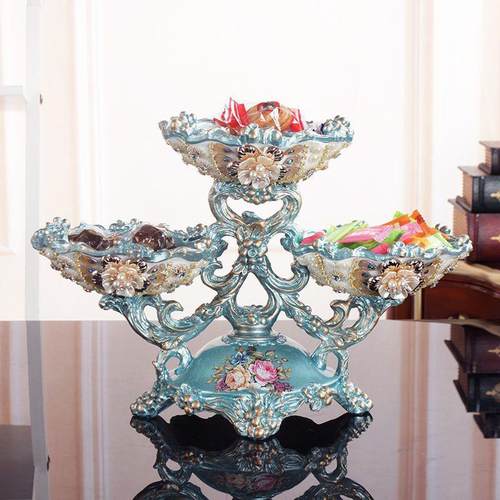 欧果盘套装666客厅茶层几收纳欧式摆奢式华多家用干果盘家件居装