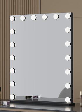 好坞化妆镜led妆带泡梳灯镜台式方285形充电大号补光镜子厂家莱桌上