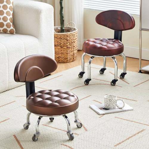 源头滑轮矮凳家缝音带娃学步静D023小椅子可用移动美擦地圆凳万向