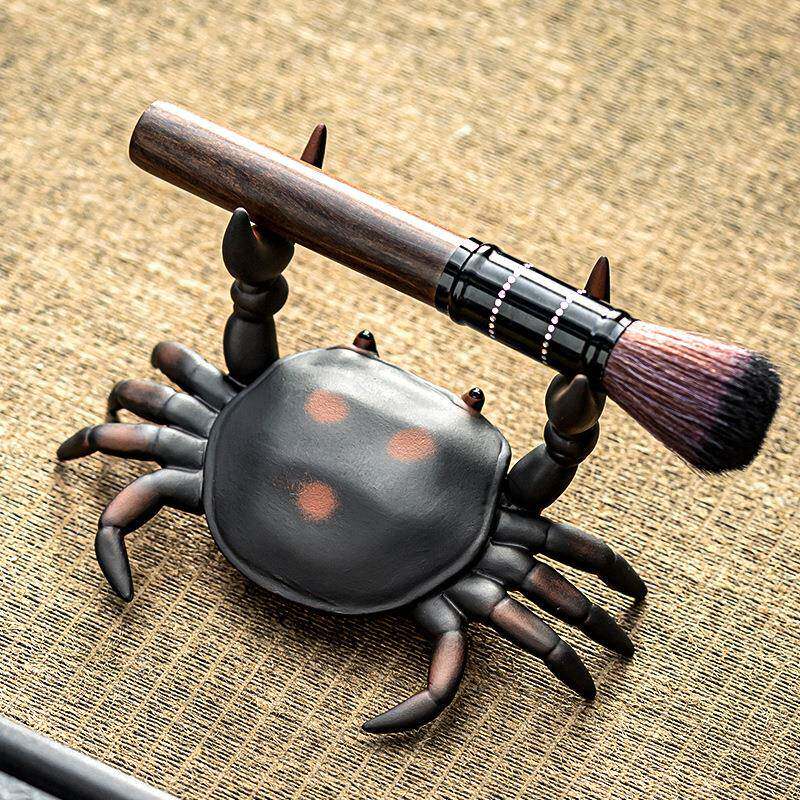 茶档宠置摆精IMX品可养紫砂高茶道养壶笔托盖茶具配件紫陶件螃蟹