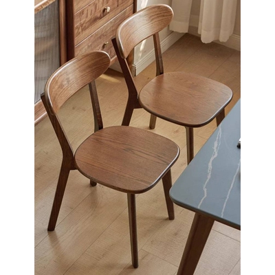 实木餐椅家用椅子靠背餐桌椅商用简约餐厅中古意式洽谈椅复古