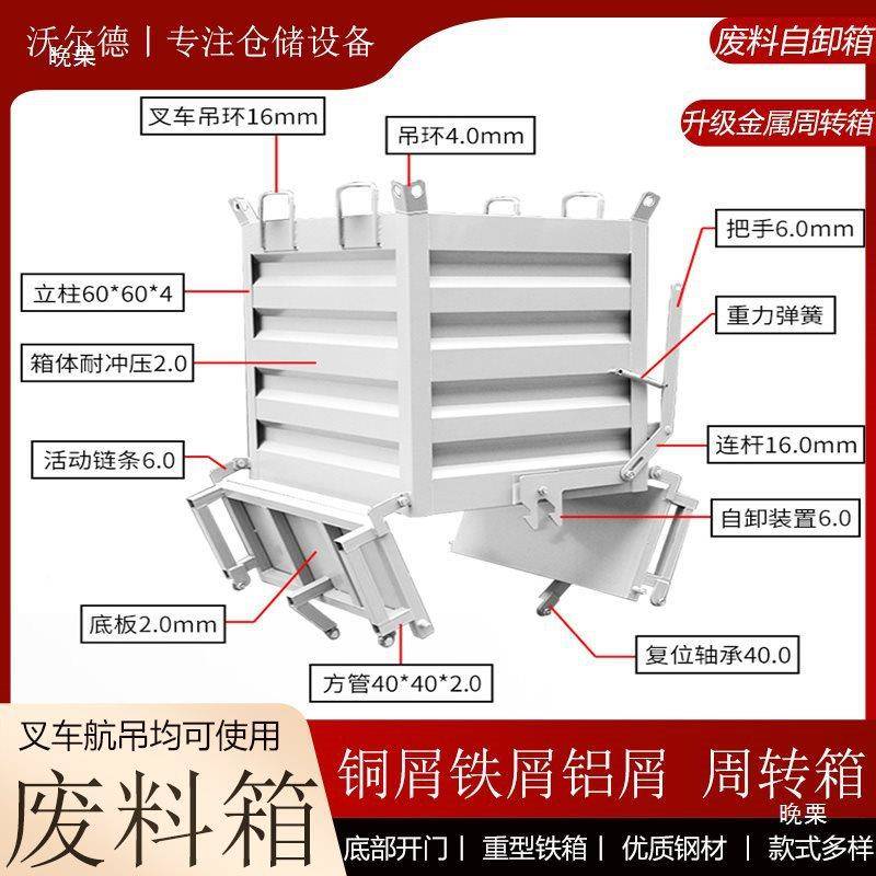 工业铁屑箱卸式废料tlzn$*&s箱铁削收集打箱叉开车移动倒料箱底部