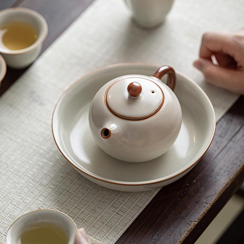 圆形汝窑古茶承承干泡台壶托茶复具配件家用陶瓷壶SY-HC005垫开壶