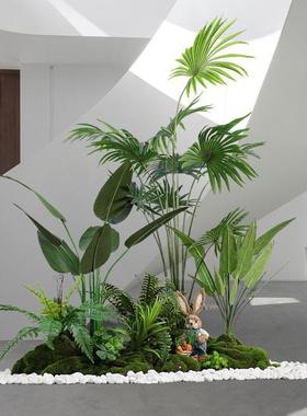 AL828929内绿物植造观景室楼梯下空间转角盆栽假树景植物装饰客赵