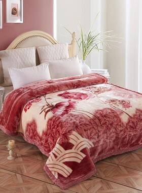 跑量加厚双层拉舍尔毛毯8斤-12冬季婚庆盖毯HYJ22083面绒云款貂绒