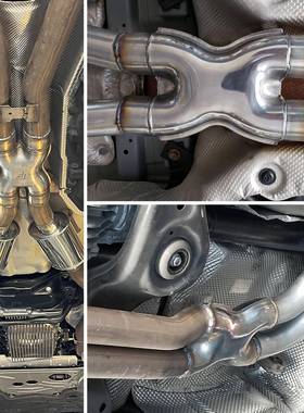 汽车409不锈钢排气管改装Y型三通  H X型四通连接管51 57 63 76MM