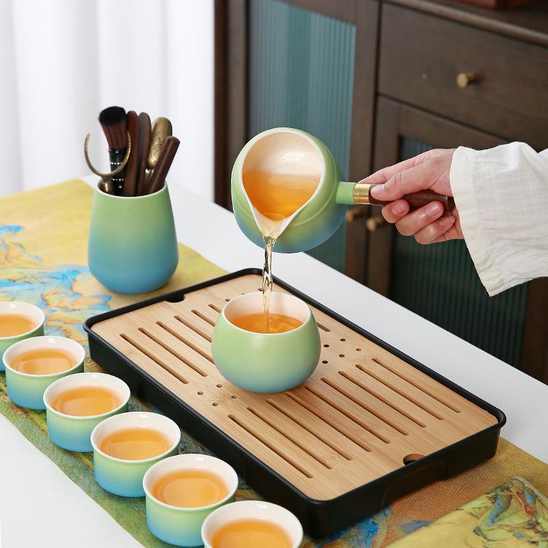 具日式约风简家用泡茶壶客功夫渐变茶具侧把壶茶套装办公1室会茶