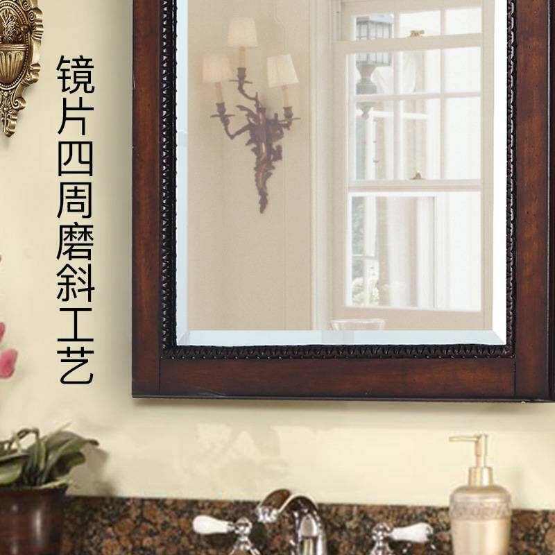 美式实木方镜化妆镜子穿衣镜浴室挂镜散钞大阮尖锐锋利诺力