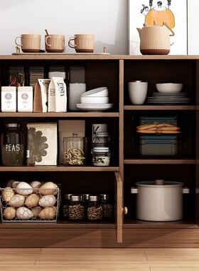 实木色茶水矮柜边中柜子餐收纳靠柜新式多功能家用厨房客厅墙VCV