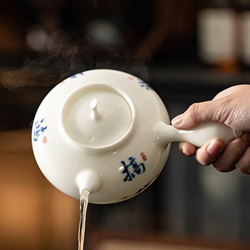 羊脂玉白瓷水跳羊脂玉瓷煮盖陶瓷烧用水壶家泡茶铫煮茶砂器电陶炉