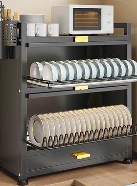 厨多碗碟置物架家用柜门台面带碗架筷盘层防VEB尘收纳盒多功能房