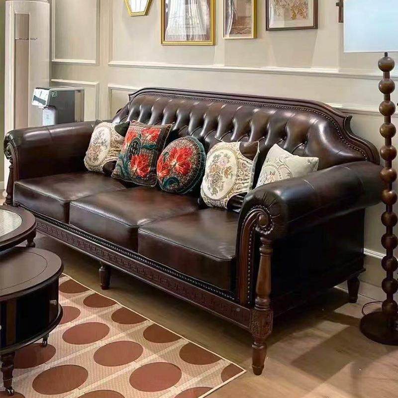 法式复古套皮沙美式茶几电实视柜发木餐桌边几910客厅系高端