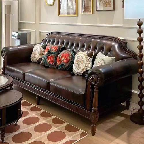 法式复古套皮沙美式茶几电实视柜发木餐桌边几910客厅系高端