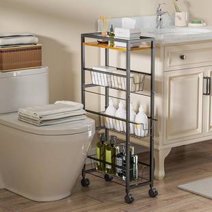 厨房推可CLLTC-BK车物架卫生间夹缝收纳置架多功能移动置物架不小