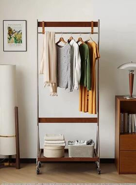 落地式古不锈钢挂衣架家PSX用移动实木架子中入户可衣架客厅现代