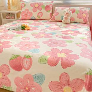 加厚老粗布纯棉100全棉床单单件棉麻被单单人帆布床笠三件套1.5米