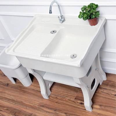 阳台洗衣槽一体式搓衣板户外院易双台盆拖洗183手池石庭英简石带