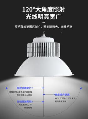 库鳍厂片led工矿厂房吊灯工车SCI间工业照明灯灯150w200W仓灯