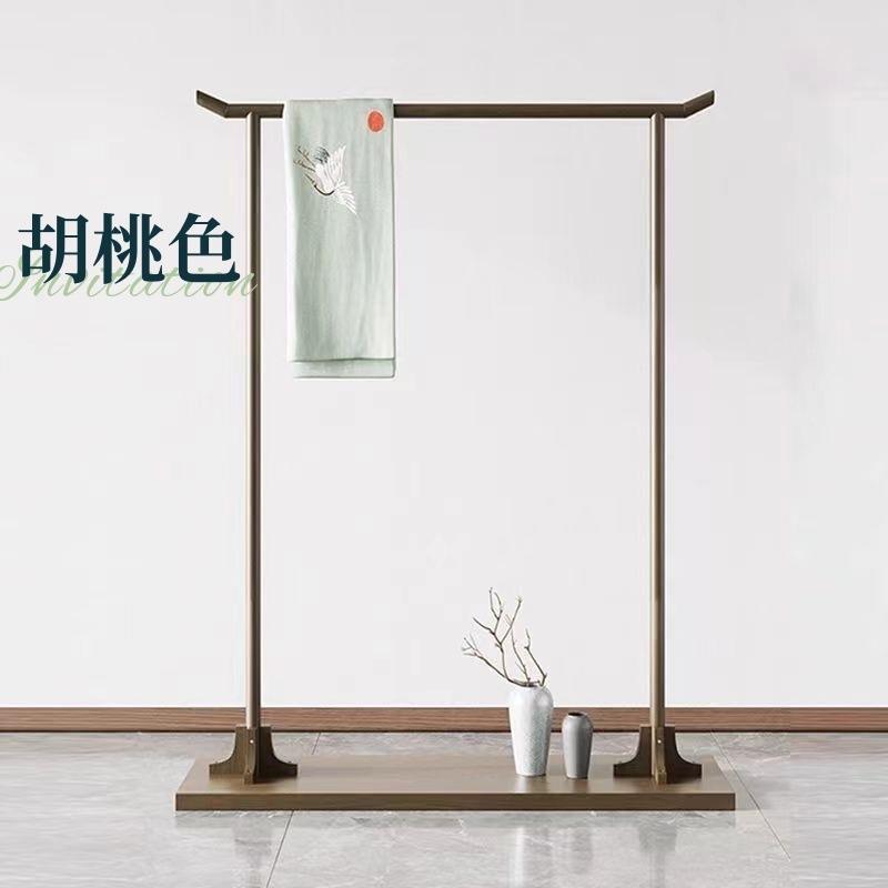新式实DPS中木挂衣架卧立式民宿茶酒店复古简易衣帽架落地卧室室