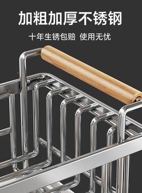 不锈8138钢厨房碗碟架台面置单极窄沥水层架带排水碗家用物架盘收纳架
