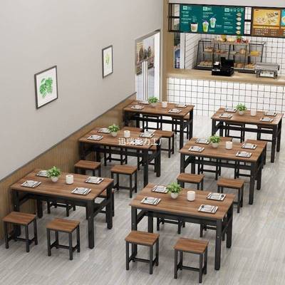 饭店食堂面馆小吃店桌子新款餐店大排档餐桌椅长方形餐桌商用