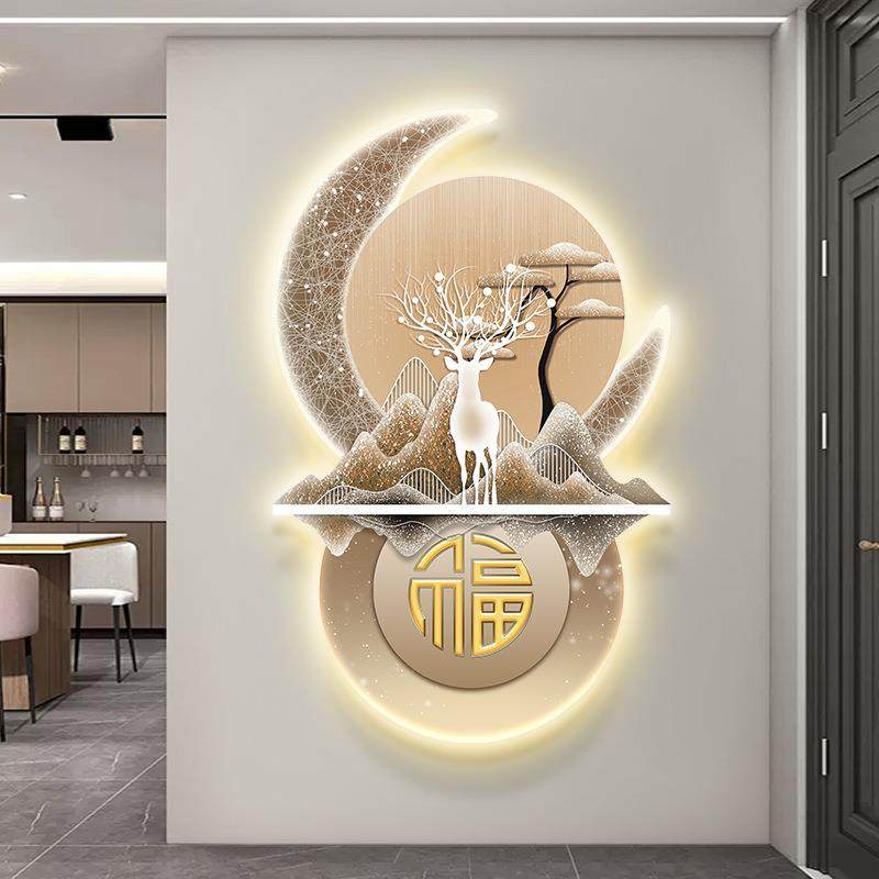 入户关装现饰画代轻奢高档福禄相随走廊客挂画正对xw0222-W门厅玄