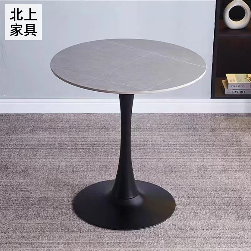 岩板小圆桌家用阳台卧室床边茶几办公室洽谈接待桌岩板茶几