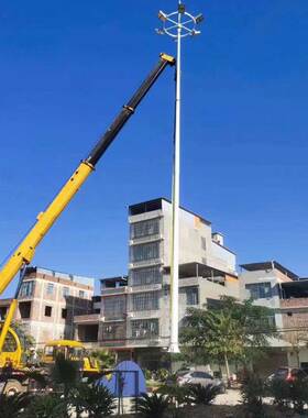 户外篮球场6米7米8米照明灯亚明LED投光灯高杆中杆停车广场路灯杆