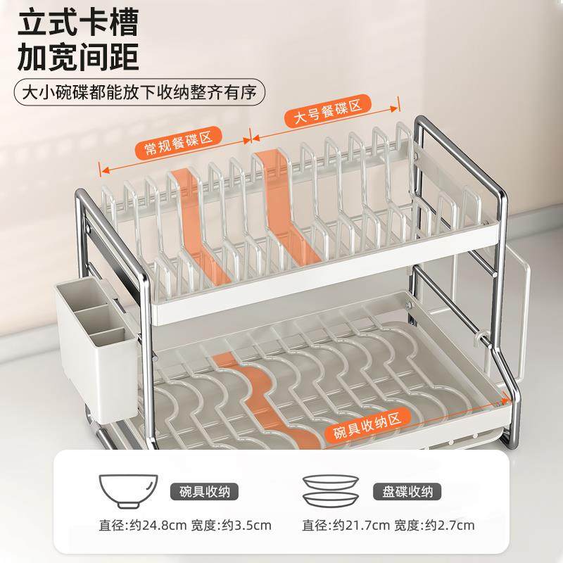 谋生025新款架洗碗水架厨房台面沥碗碟碗收纳无品牌/2架子碗盘餐