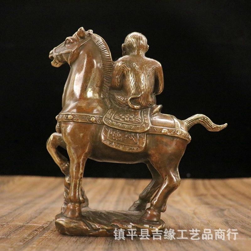 仿古马铜器上封猴朝一品仿当古做旧铜MZH器家居桌摆面装饰件