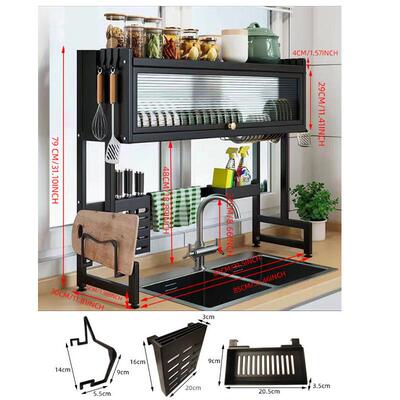 厨房水槽置物架台面碗碟池碗柜带柜门放碗水72154盘调防料收纳尘沥水架