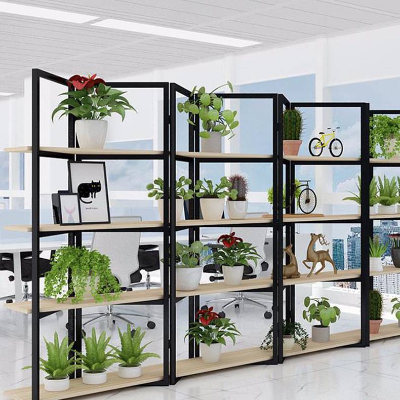 铁艺屏风办公室隔断置物架餐厅现代简约隔断柜落地花架双面展示架