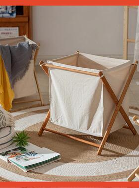 掬F77H585J∞涵实木可折叠式室布艺家用脏衣篓洗衣卧篮室浴衣物收