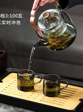 玻璃茶家壶泡茶用电陶炉茶单壶新款围炉煮煮72027茶烧壶蒸水煮一体套装