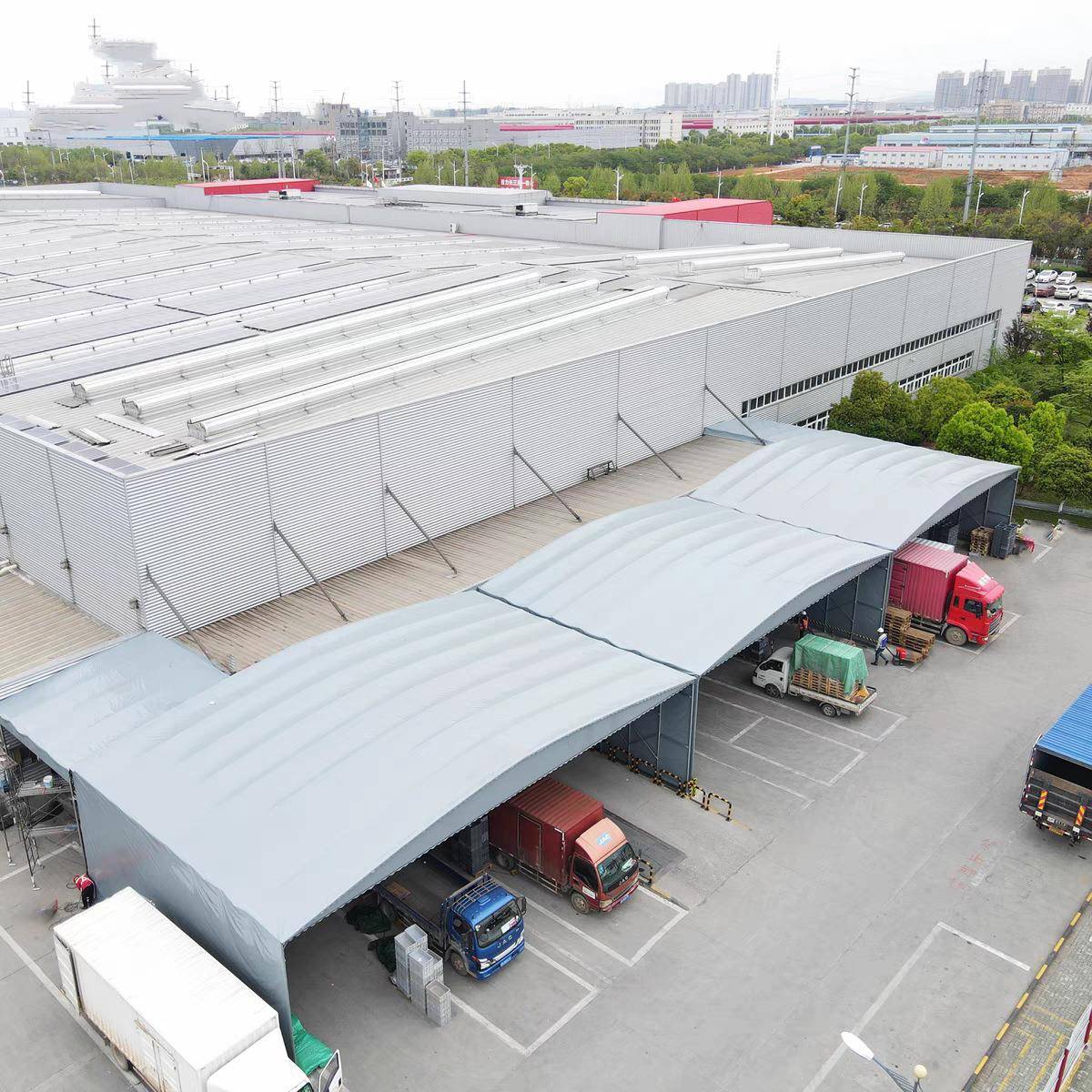 湖折Q235北大型仓库推户动拉雨蓬移推拉棚外活动篷叠遮阳蓬伸缩仓